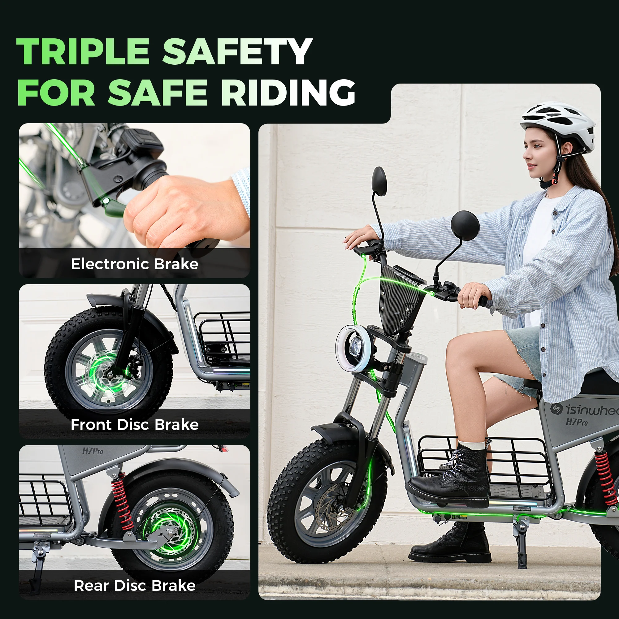 isinwheel H7Pro High-End Commuting Electric Scooter with Seat - Image 6