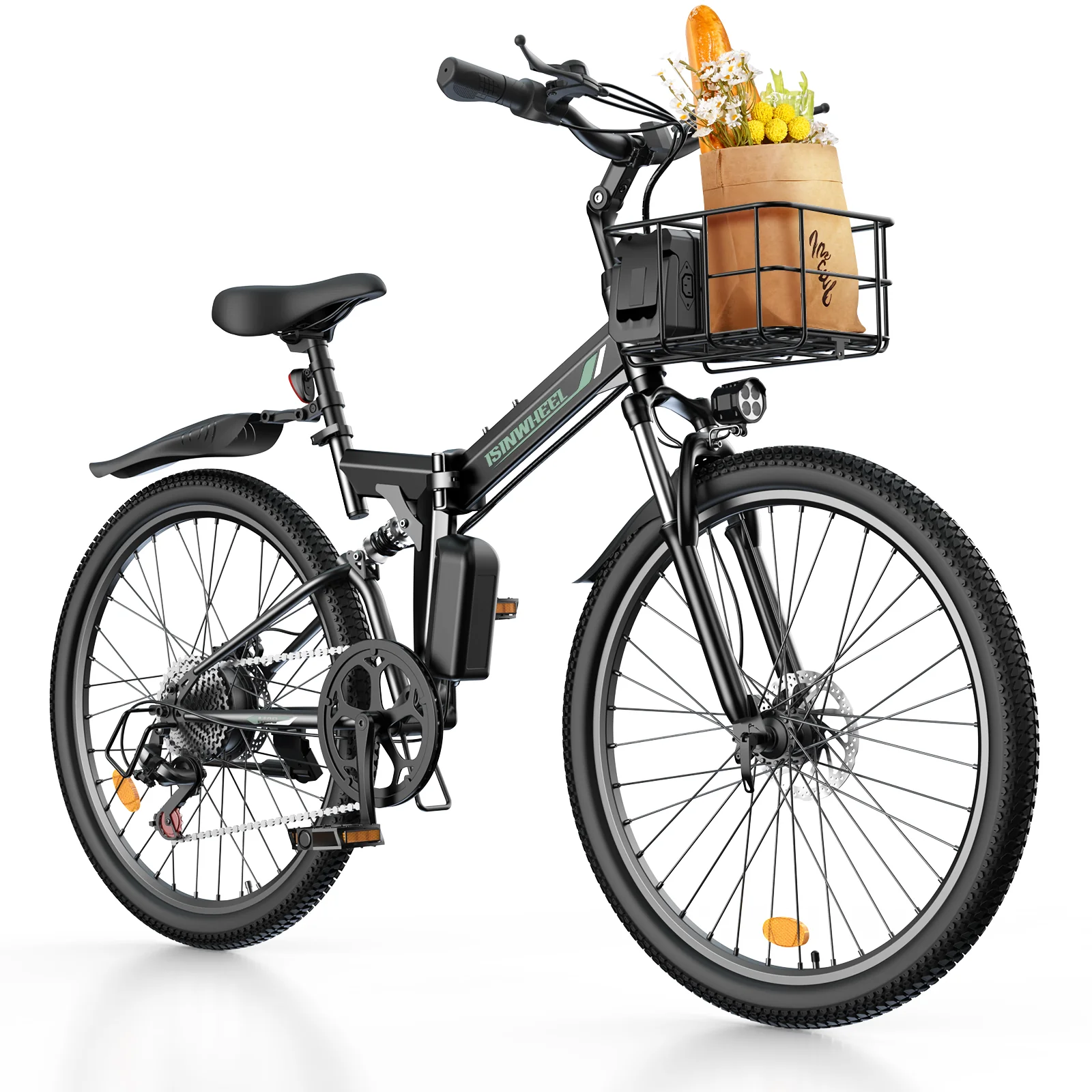 isinwheel M40 Folding Electric Bike with Basket - Image 3