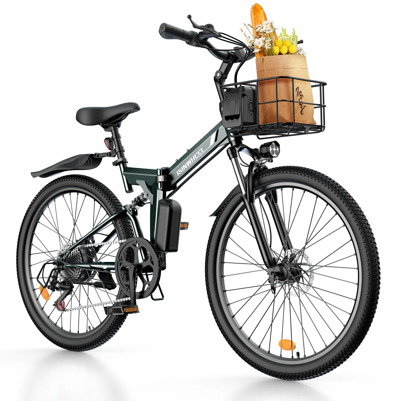 isinwheel M40 Folding Electric Bike with Basket - Image 4