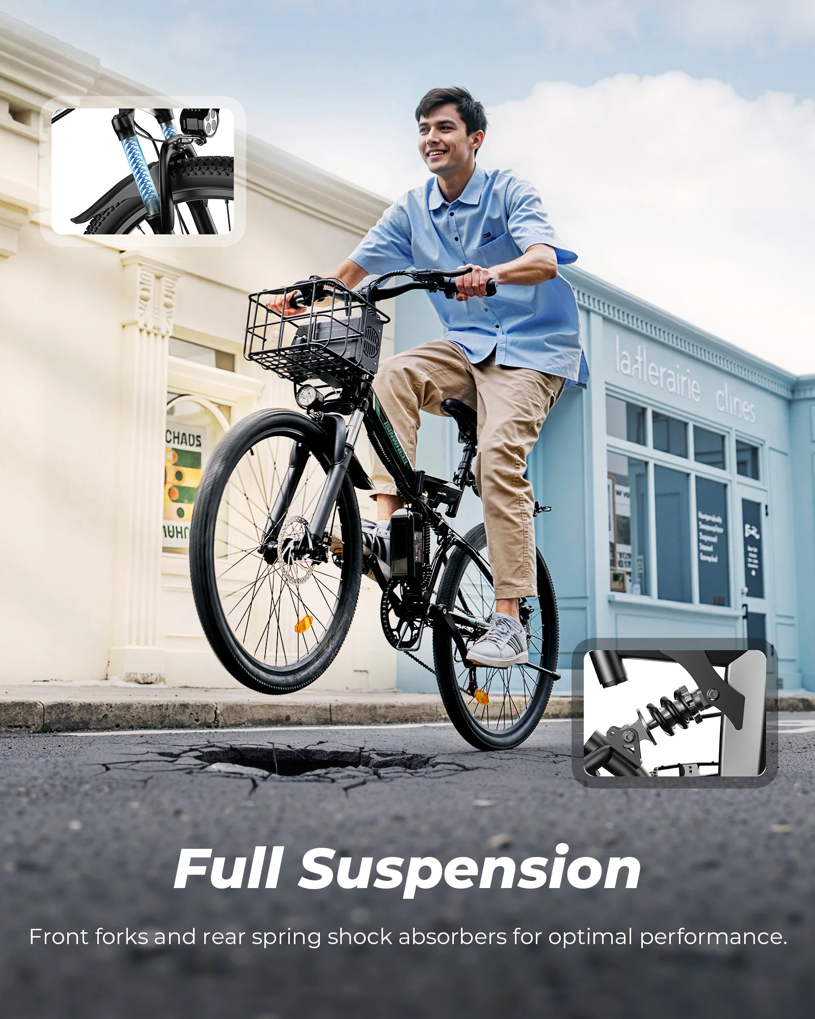 isinwheel M40 Folding Electric Bike with Basket - Image 7